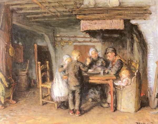 The Family Meal Oil Painting by Bernardus Johannes Blommers