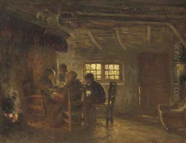 The Family Meal 2 Oil Painting by Bernardus Johannes Blommers