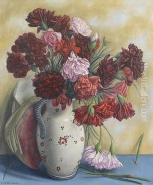 Stillleben Mit Dahlien In Vase. Oil Painting by Aime Barraud