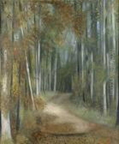 Foret En Automne. Oil Painting by Aime Barraud