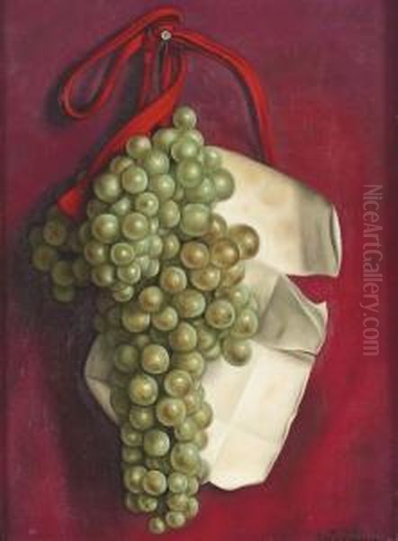 Nature Morte Aux Raisins Et A La Feuille. Oil Painting by Aime Barraud