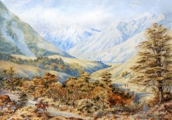 Craigieburn Valley On The West Coast Road Oil Painting by Charles Decimus Barraud