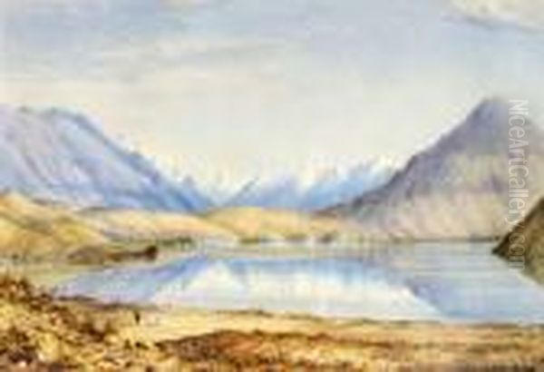 Lake Hawea Oil Painting by Charles Decimus Barraud