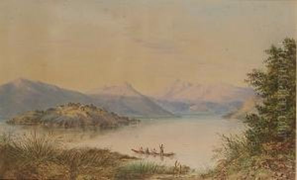 Lake Wakatipu, New Zealand Oil Painting by Charles Decimus Barraud