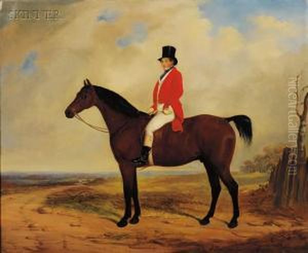 And William Barraud Rider On A Bay Oil Painting by Henry Barraud