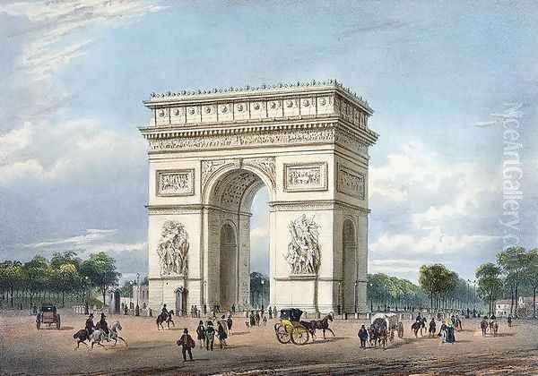 The Arc de Triomphe and the Place de l'Etoile, illustration for 'Promenades dans Paris et ses environs', c.1840 Oil Painting by Philippe Benoist