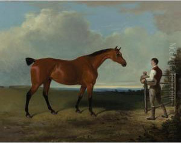 A Landscape With Hunter And Groom Oil Painting by William Barraud