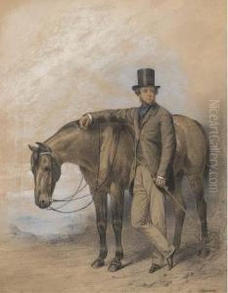 A Gentleman With His Horse Oil Painting by William Barraud