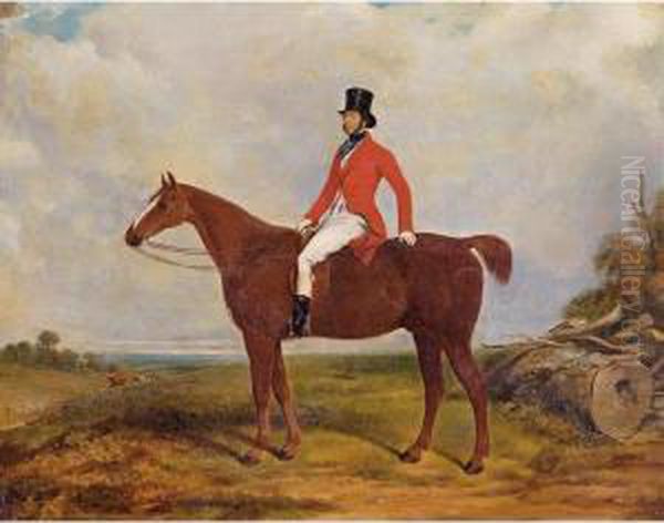 A Gentleman On A Hunter, A Hunt Beyond Oil Painting by William Barraud