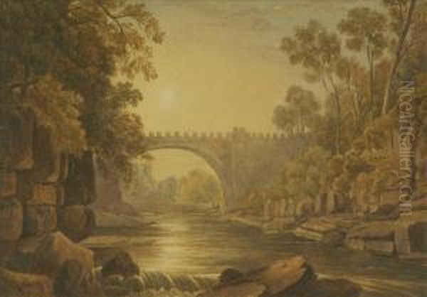 Abbey Bridge Oil Painting by George Cuitt