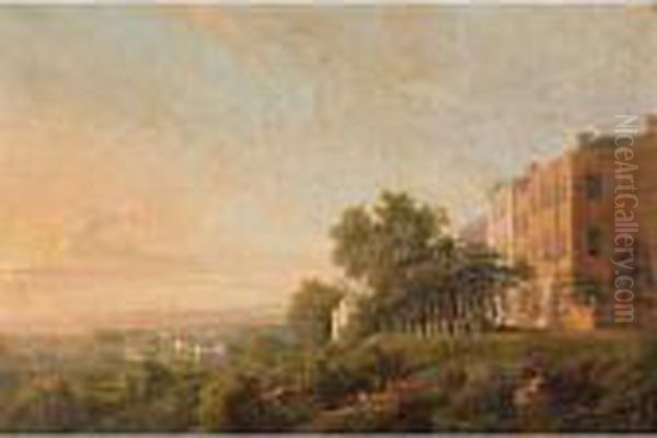 Queen's Terrace, Richmond, The Thames Beyond Oil Painting by George Cuitt