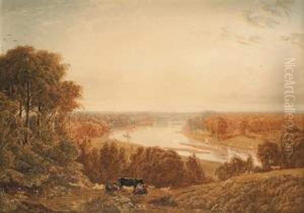 View From Richmond Hill Oil Painting by George Jnr Barrett