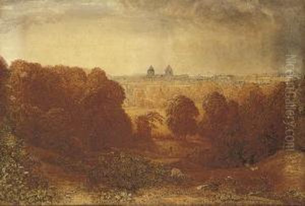 View Of Greenwich Hospital From Greenwich Park Oil Painting by George Jnr Barrett