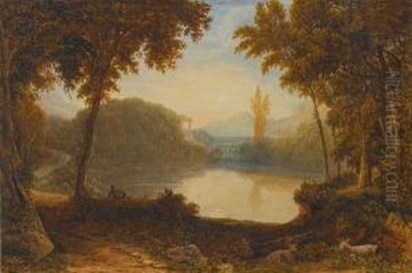 A Classical Capriccio Oil Painting by George Jnr Barrett