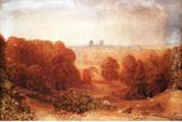 A View Of Greenwich Hospital From Greenwich Park Oil Painting by George Jnr Barrett