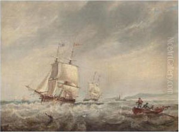 Fishing Vessel At Sea Oil Painting by George Jnr Barrett