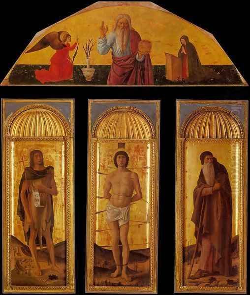 Triptych of St Sebastian Oil Painting by Jacopo Bellini