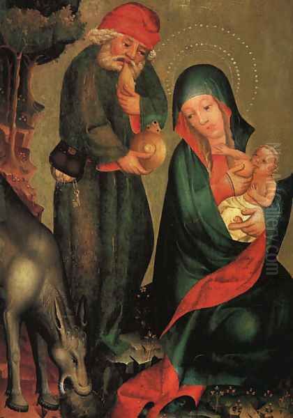 The Rest on the Flight Into Egypt, panel from Grabow Altarpiece 1383 Oil Painting by (Master of Minden) Bertram