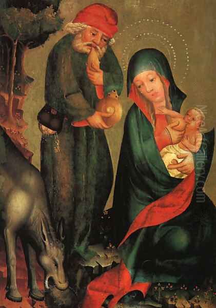 Rest on the Flight to Egypt, panel from Grabow Altarpiece Oil Painting by (Master of Minden) Bertram