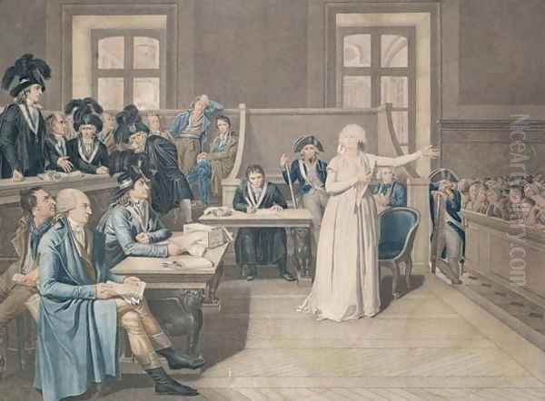 Marie Antoinette of Austria (1755-93) Judged by the Revolutionary Tribunal Court, 16th October 1793, 1794 (1) Oil Painting by Pierre Bouillon