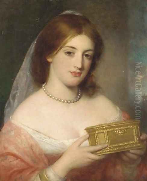 A lady with a casket Oil Painting by Charles Baxter