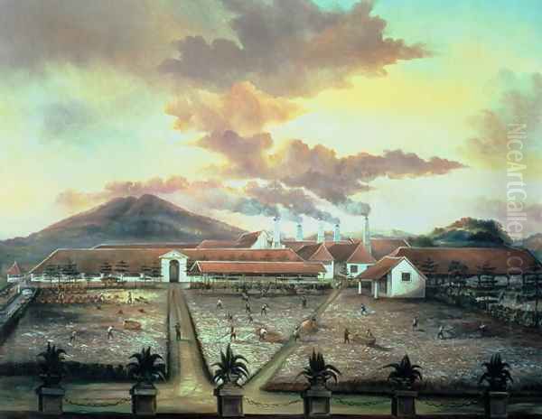 A Sugar Plantation in the South of Trinidad, c.1850 Oil Painting by C. Bauer