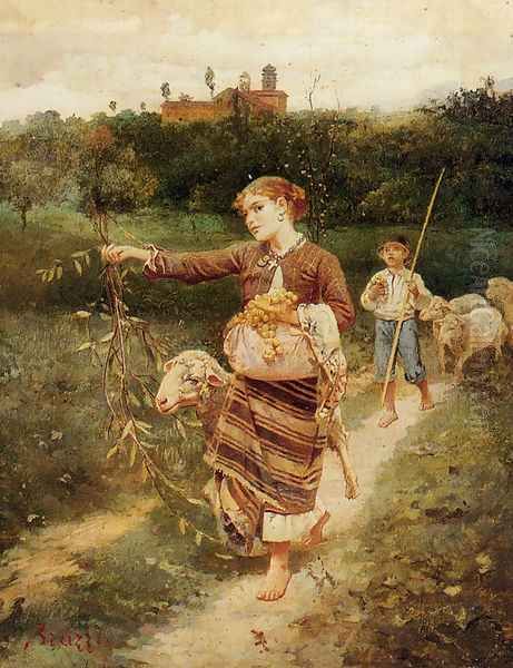 The Grape Pickers Oil Painting by Stefano Bruzzi