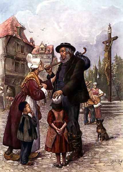 Mr Peggoty searching in France for news of Little Em'ly, scene from 'David Copperfield' Oil Painting by Frederick Barnard