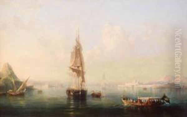 Embarcacoes Na Baia De Guanabara Oil Painting by Francois Pierre Barry