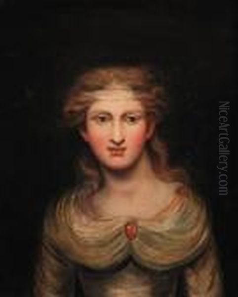 Portrait Of A Lady, Formerly Identified As Emma Hart, Bust-length,in A White Dress Oil Painting by James Barry