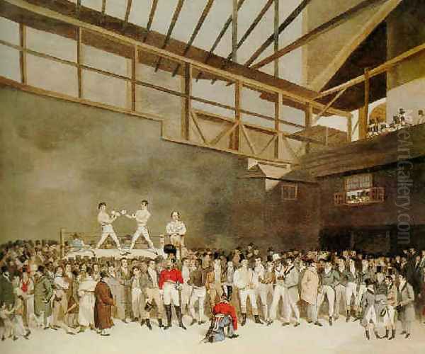 A benefit with Randall and Turner sparring, The Fives Court, London Oil Painting by T. Blake