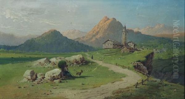 Paesaggio Lombardo Oil Painting by Luigi Bartezago