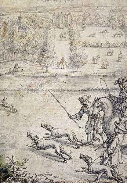 Coursing the Hare, illustration to Richard Blome's 'The Gentleman's Recreation' pub. 1686 Oil Painting by Francis Barlow