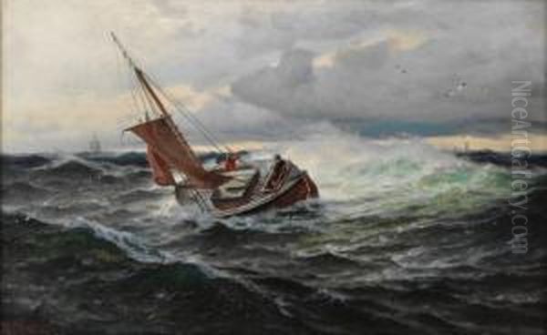 Losbat I Hoy Sjo Oil Painting by Carl Wilhelm Barth