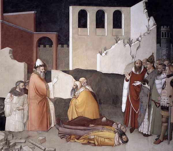 Pope St Sylvester's Miracle (detail) 1340 Oil Painting by Maso Di Bianco