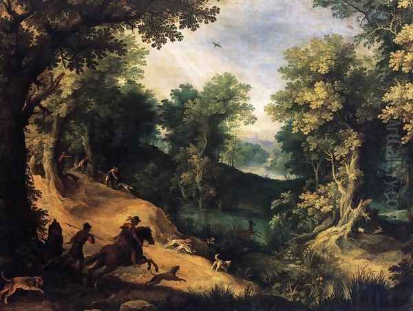 The Stag Hunt Oil Painting by Paul Bril