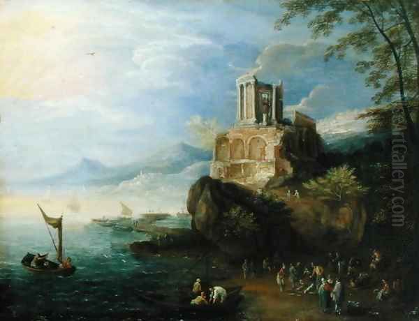 Sea Coast with the Temple of Vesta Oil Painting by Paul Bril