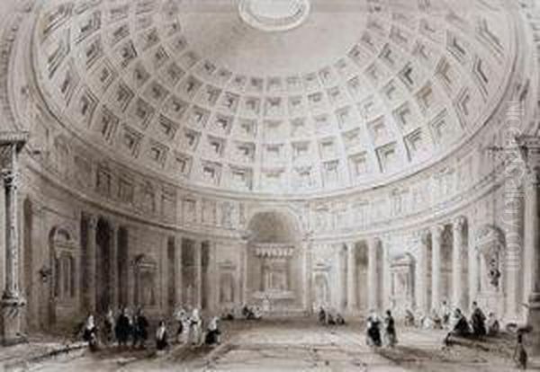 The Interior Of St. Peter's, Rome Oil Painting by William Henry Bartlett