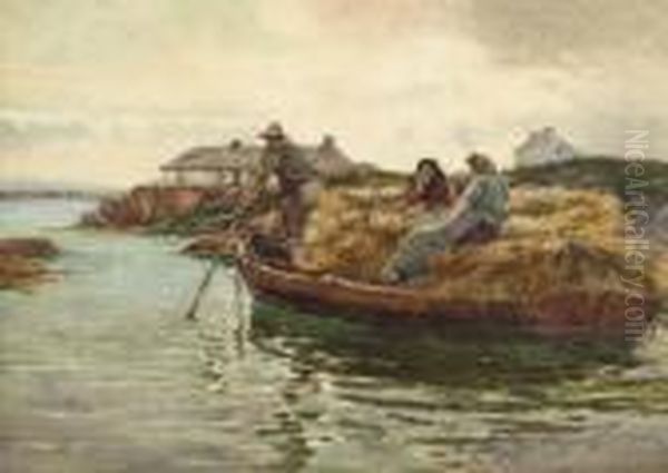 Harvesting In The Rosses Oil Painting by William Henry Bartlett