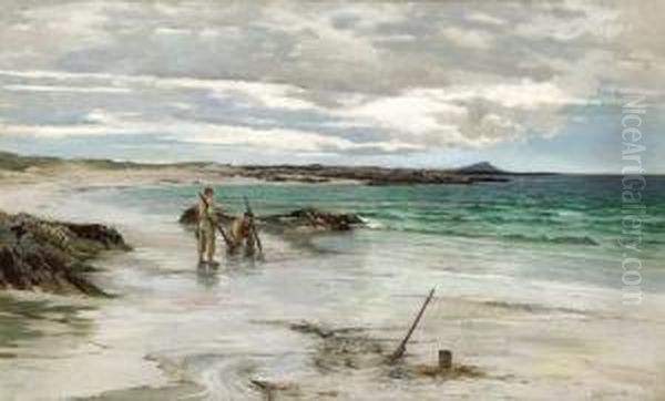 Digging For Clams Oil Painting by William Henry Bartlett