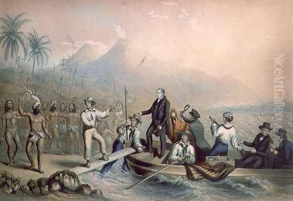 The Return of the Rev. John Williams at Tanna in the South Seas, the day before he was massacred Oil Painting by George Baxter