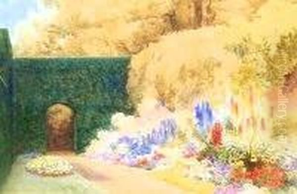 Intimate Flower Garden Oil Painting by Mary Georgina Barton