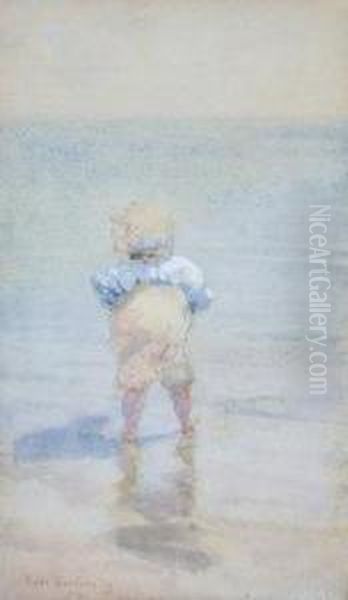 A Toddler Paddling At Ramsgate Oil Painting by Rose Barton