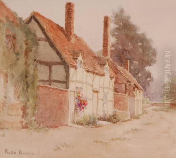 Timber Framed Cottages Oil Painting by Rose Barton