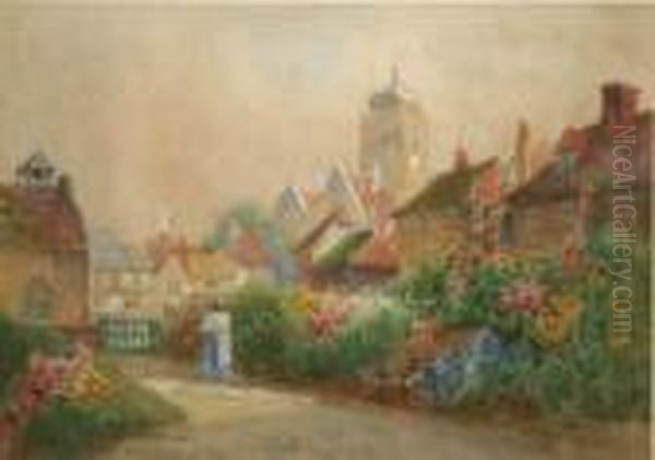 Village Scene Oil Painting by Rose Barton