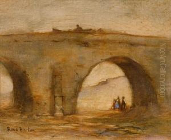 Figures Under A Bridge Oil Painting by Rose Barton