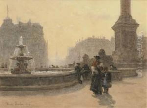 Trafalgar Square Oil Painting by Rose Barton