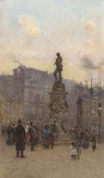 Gordon's Statue, London Oil Painting by Rose Barton