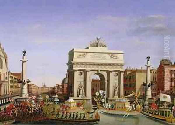 Entry of Napoleon I (1769-1821) into Venice Oil Painting by Giuseppe Borsato