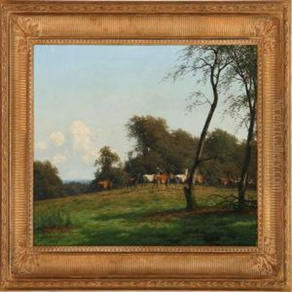 Deer In The Deer Garden Oil Painting by Carl Frederick Bartsch